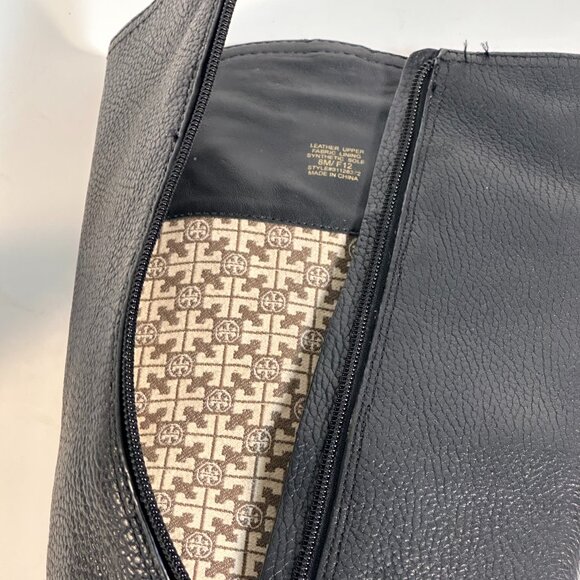 Women's Tory Burch Black Leather Tall Boots - Picture 10 of 16